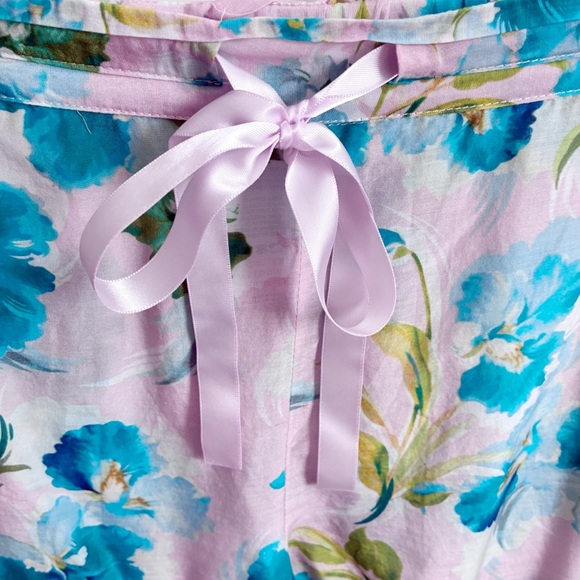 Papinelle Audrey Crop PJ Set pink blue floral cotton silk relaxed lightweight - Picture 11 of 13